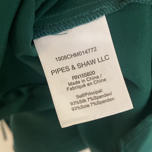 Veronica Beard Lilian Stretch Silk Button Up Ruched Blouse In Green - Picture 9 of 9